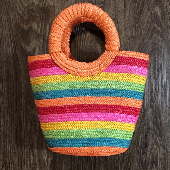 Vintage Rainbow Straw Tote - Picture 12 of 12